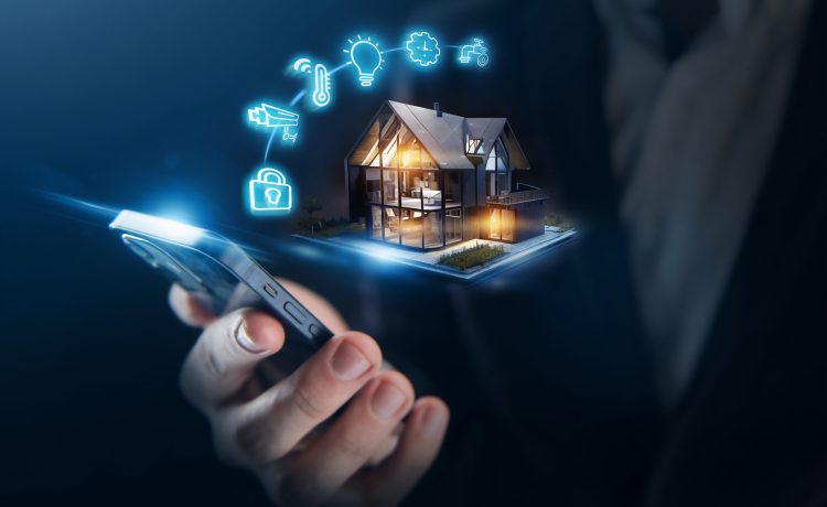 Smart home concept. Remote home control in a mobile application